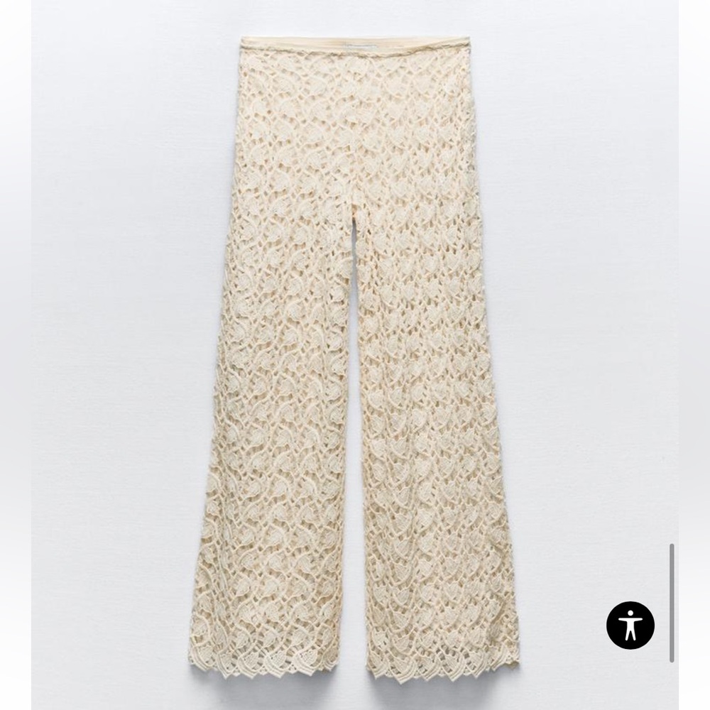 ZARA 2pc Set Crochet Top is a small and Wide-Leg Trousers is a Large NWT - Picture 11 of 16
